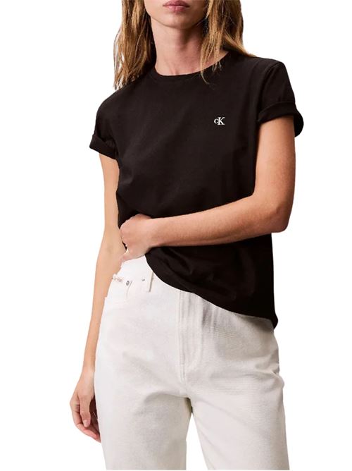 T-shirt nera in cotone Calvin Klein Jeans | LV047B224GUB1